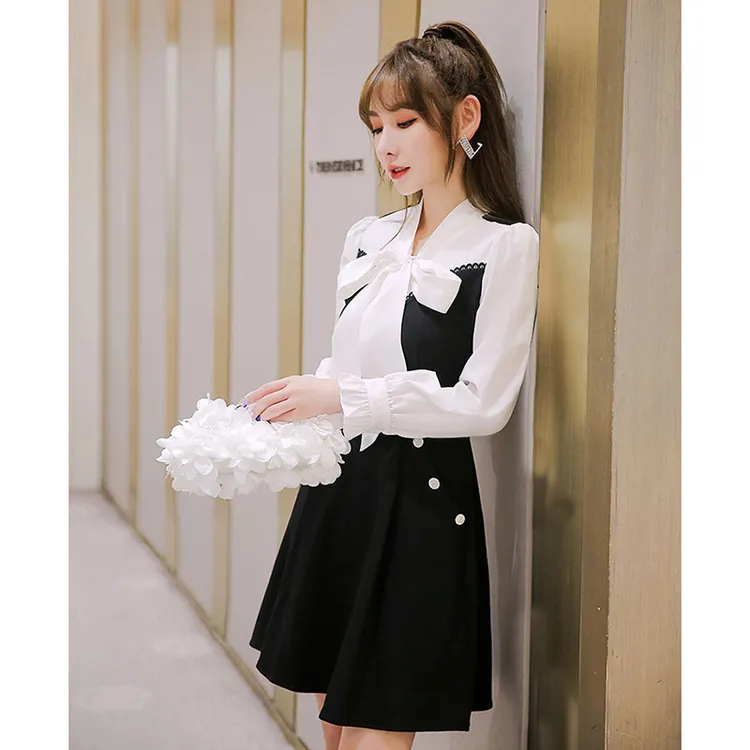 【潘潘】2025新款连衣裙显瘦内搭高级感小香风拼接小个子裙子1849