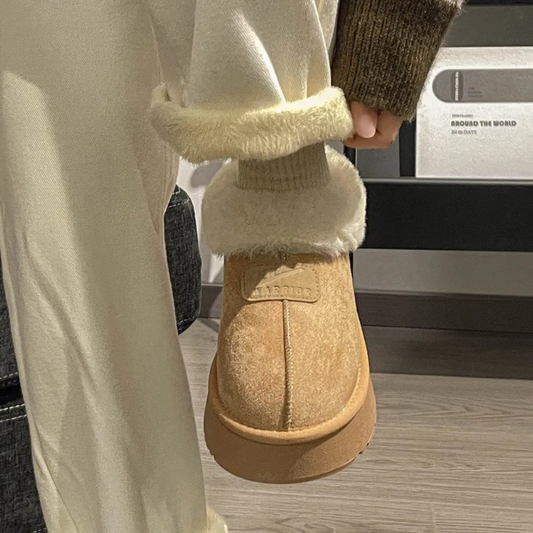 回力雪地靴女冬季新款厚底面包鞋加绒保暖棉鞋子女毛毛鞋厚跟短靴