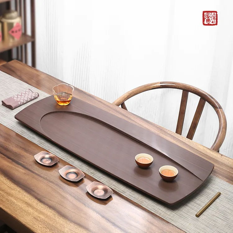 【紫檀砚石】茶盘长方形茶托盘家用高档整块石头茶台排水简约石茶盘