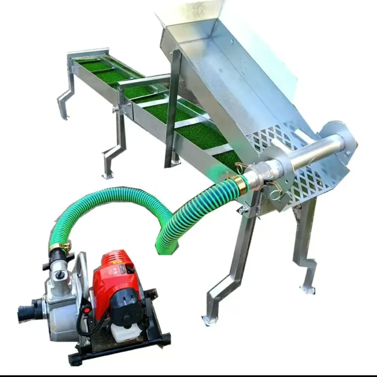 小型淘金机虹吸式淘金船便携式振动淘金吸砂船吸沙机毡金毯吸金机