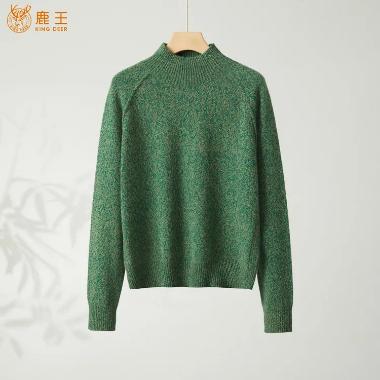 King Deer/鹿王花纱半高领25秋冬休闲针织圆领羊绒衫 L804293