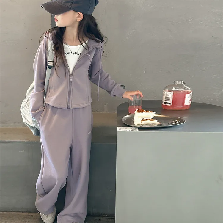 巴拉扣扣女童春秋款套装大童2025秋装新款洋气秋季休闲运动外套儿