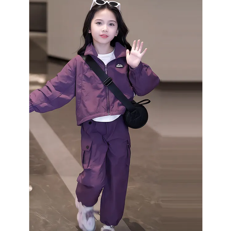 巴拉扣扣女童套装春秋款2025新款洋气儿童时髦秋季女孩工装休闲两