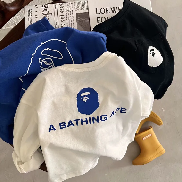 巴拉扣扣儿童t恤长袖男女童装2025新款潮牌洋气中小童上衣打底衫