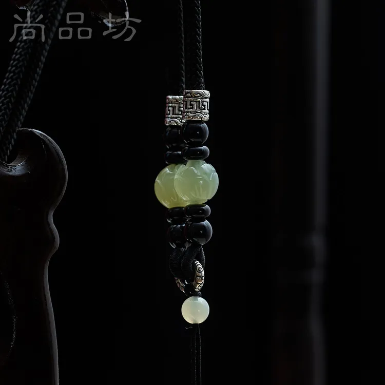 非金属布艺吊坠 粗款纯银吊坠挂绳吊绳男款项链吊坠配绳平安扣