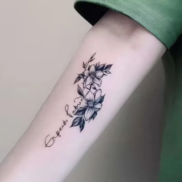 果汁素花纹身贴小臂花朵蝴蝶防水女持久ins风仿真手臂草本植物贴