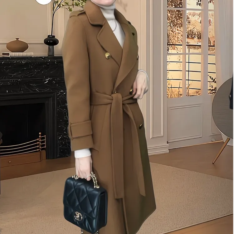 【刘艺涵甄选】100%初剪羊毛2025春秋冬双面呢羊毛大衣外套1825#