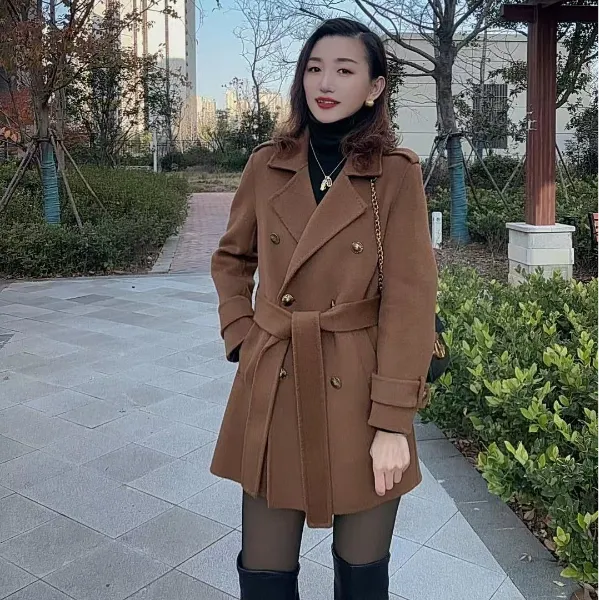 【彦小彦】100%初剪羊毛2025春秋冬双面呢羊毛大衣外套008#