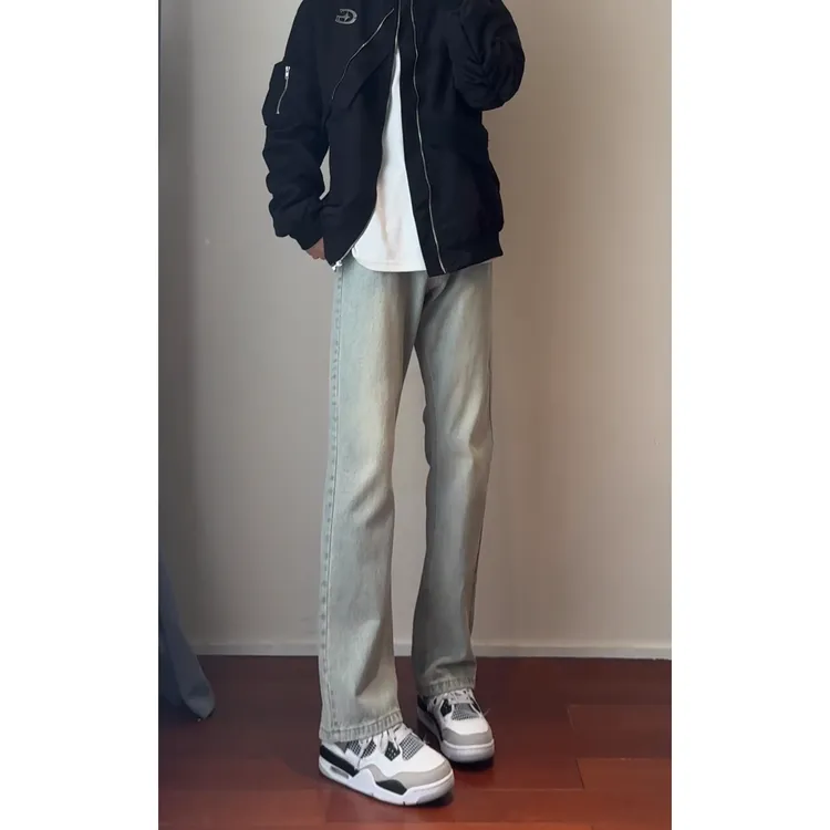 星星牛仔裤cleanfit男款直筒宽松美式vibe高街裤潮牌潮流百搭裤子