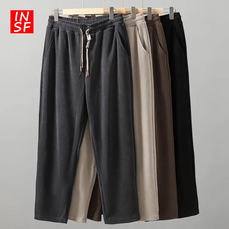 美式400g重磅灯芯绒裤子男款春季款直筒休闲裤男士潮流百搭垂感裤