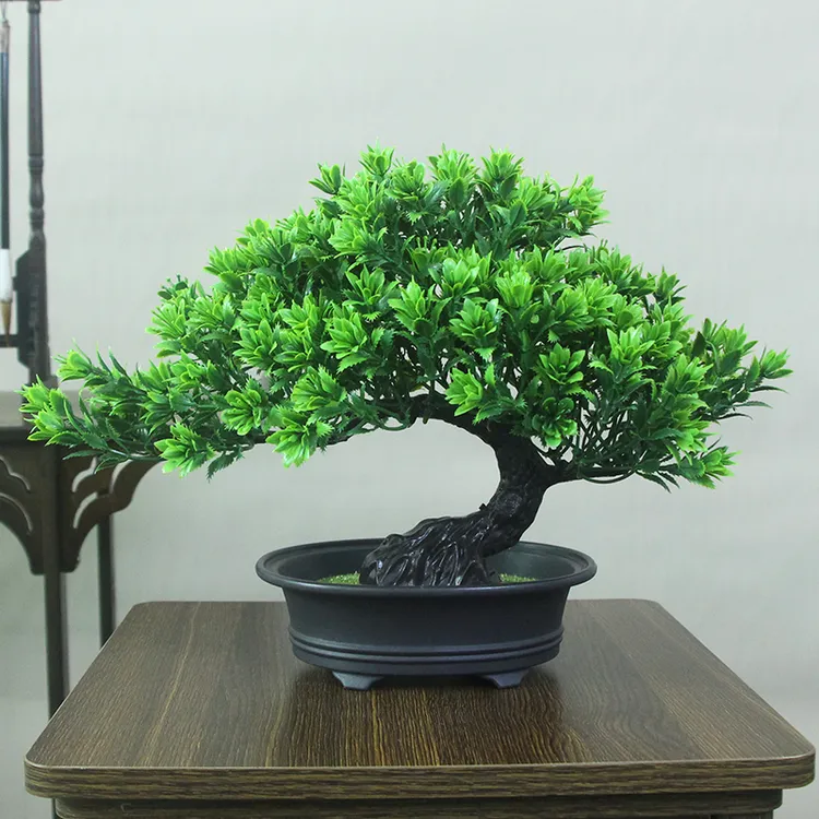 仿真花绿植客厅摆件假树盆景假花装饰塑料花盆栽迎客松造景