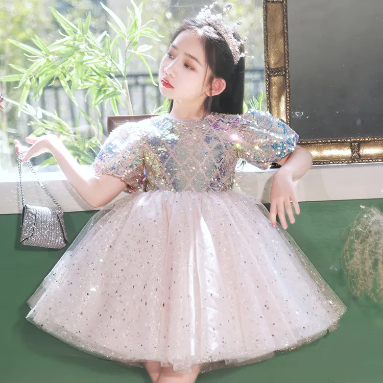 韩嘟拉高端儿童礼服公主裙女童生日宴裙主持人童模走秀钢琴演出服