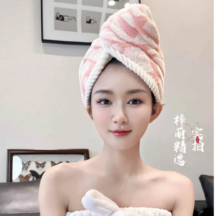 芙蕾雅提花干发帽超强吸水擦头干发巾加大加厚包头巾浴帽擦头巾