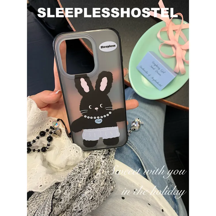 失眠招待所 时髦兔兔韩国ins风可爱透明磨砂适用苹果17pro手机壳