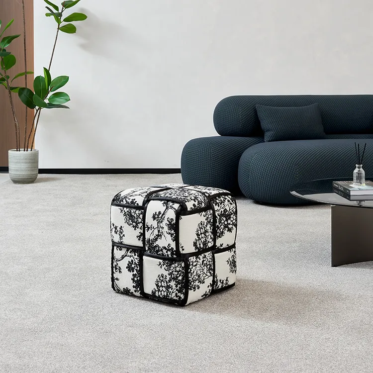 魔方凳子现代针织面料入户门口登高级换鞋凳客厅沙发家用凳子脚踏