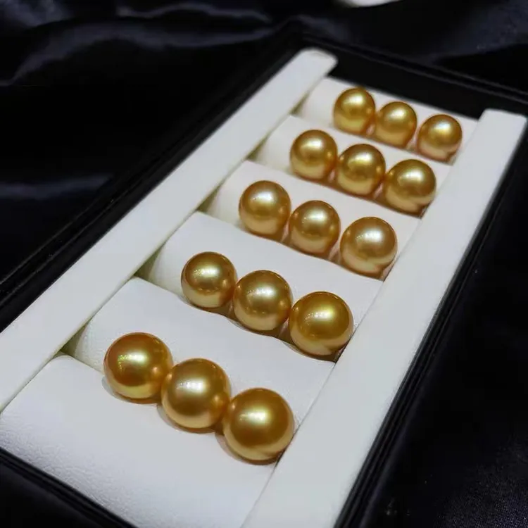 925银耳饰 南阳浓金色珠珠素耳钉经典百搭贵气高级贵气