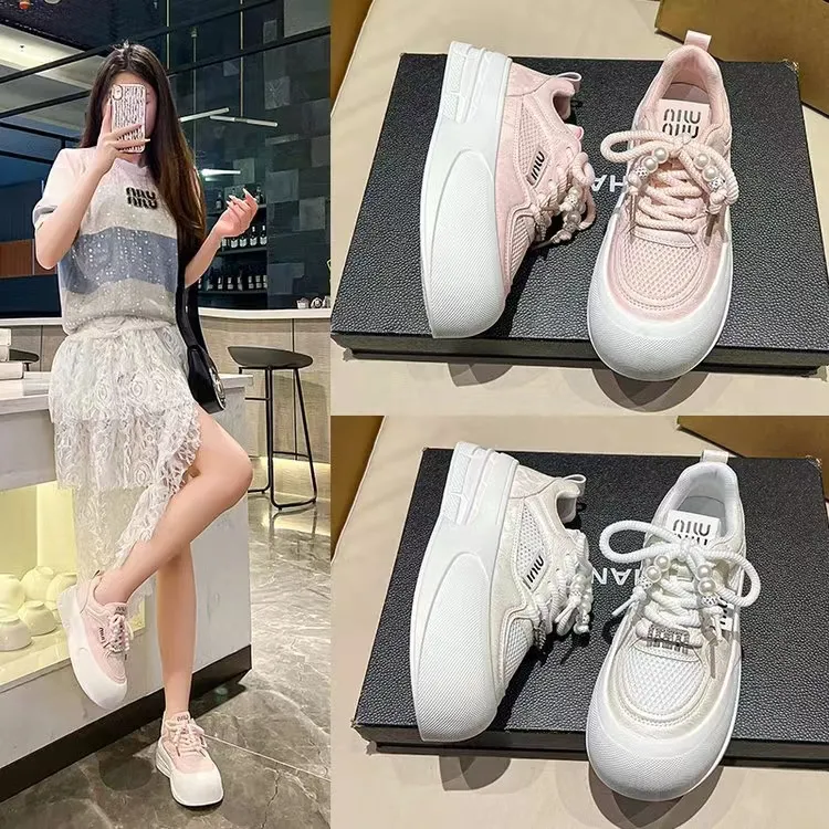 网面胖丁2024春夏季新款潮流厚底时尚百搭高颜值小白鞋运动休闲鞋