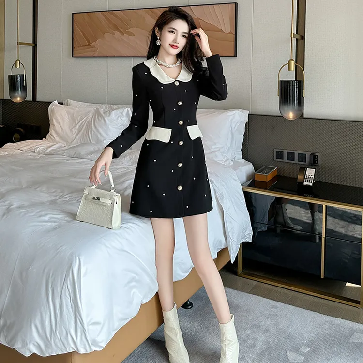 【专柜链接】秋冬女装时尚赫本风女神范小香风收腰连衣裙 30648