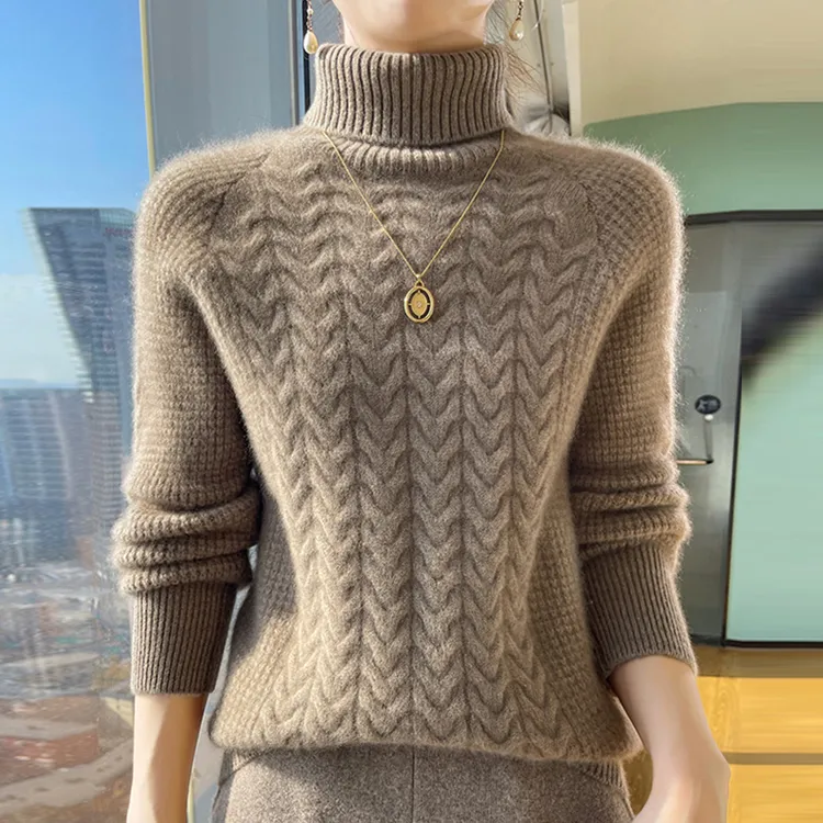 100纯羊绒衫女秋冬新款加厚高领保暖毛衣宽松百搭时尚羊毛打底衫