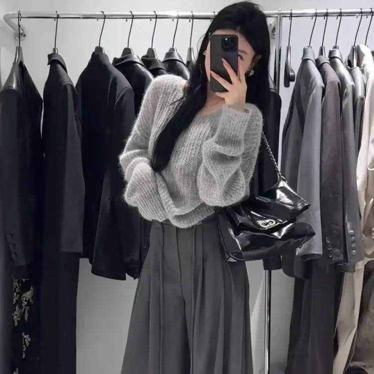 气质淑女高级感百搭女上衣长裤学院风小个子秋装丁达尔穿搭2024年