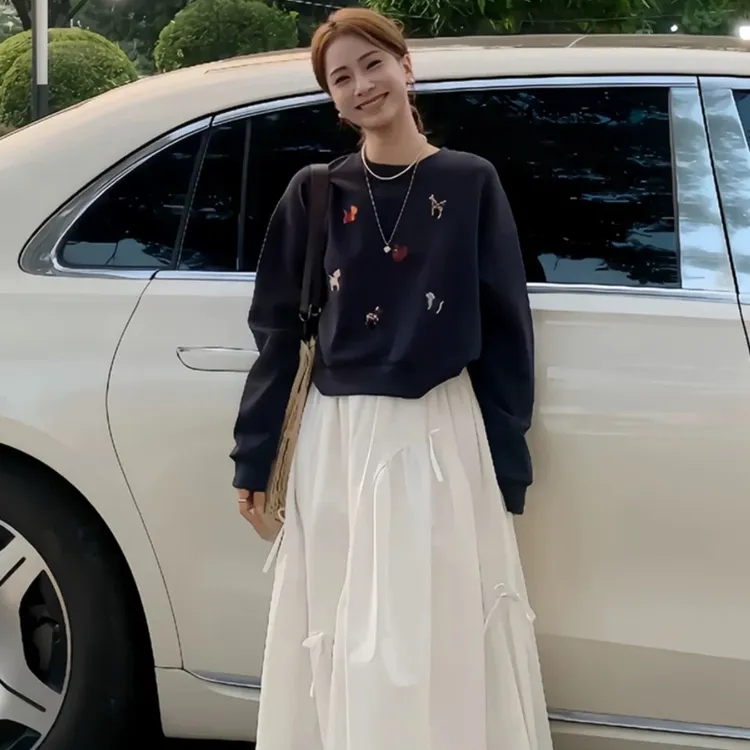 减龄一整套ootd穿搭韩系梨型身材套装高级感连衣裙女2024新款秋季