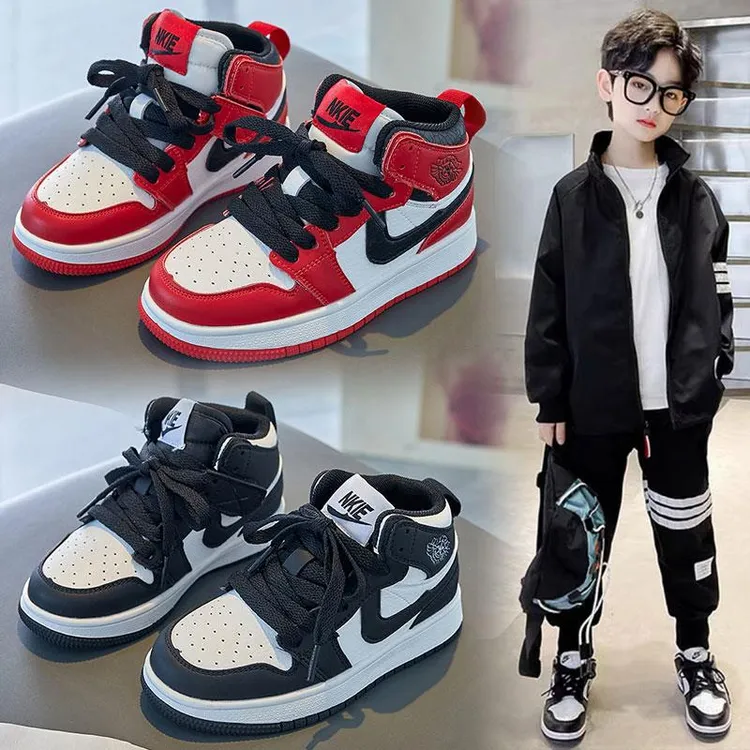 巴拉巴拉儿童鞋子2024春秋款男童运动鞋黑白熊猫女童板鞋真皮中大