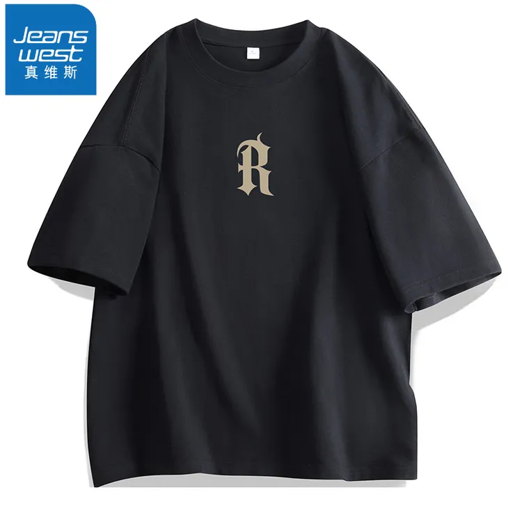真维斯新款100棉圆领夏季美式短袖t恤情侣R印花ins打底衫休闲