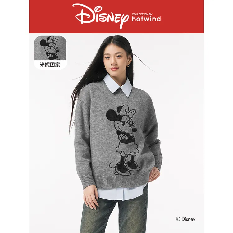 热风2024年冬季新款女士米奇家族针织衫F08W4416