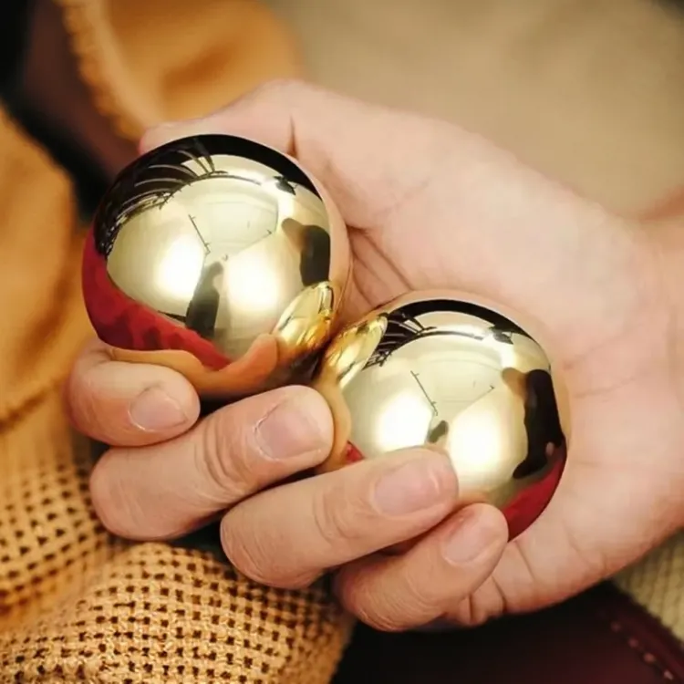 纯黄铜实心铜球健身球手玩健身球手部必备用品摆件圆形圆球锻炼