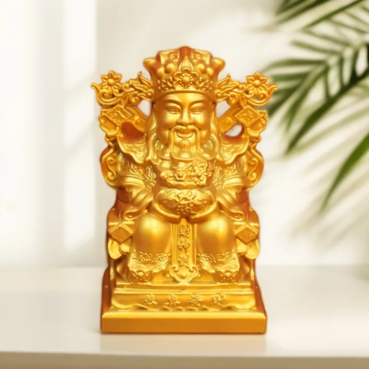 小财神爷摆件家用饰品文财神聚宝盆客厅雕刻前台装饰开业常用摆件