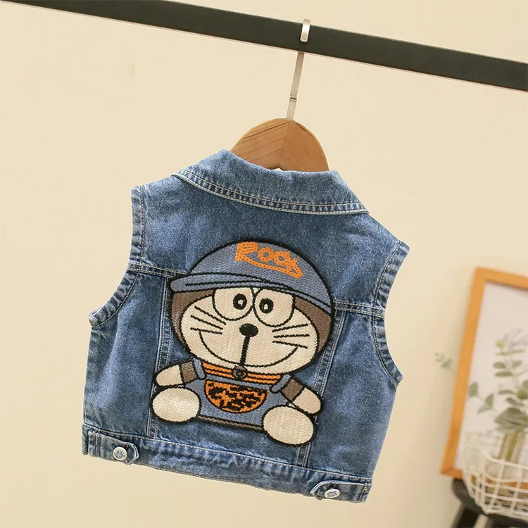 儿童牛仔马甲2025春秋卡通小童韩版外穿马夹男女童洋气坎肩背心潮