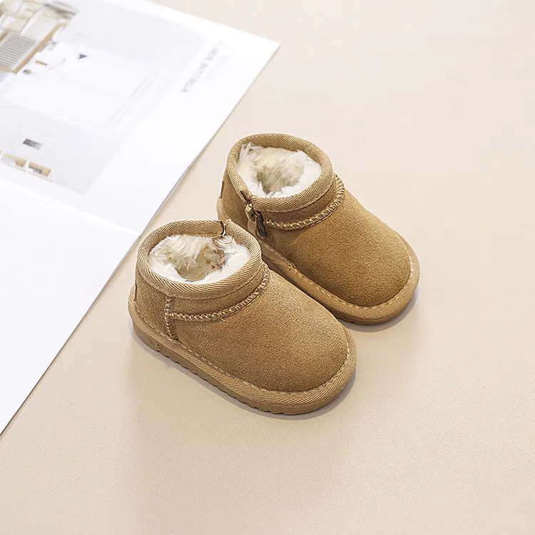 2024秋冬新款加绒雪地靴男女宝棉鞋中邦保暖婴儿鞋真皮棉靴5857