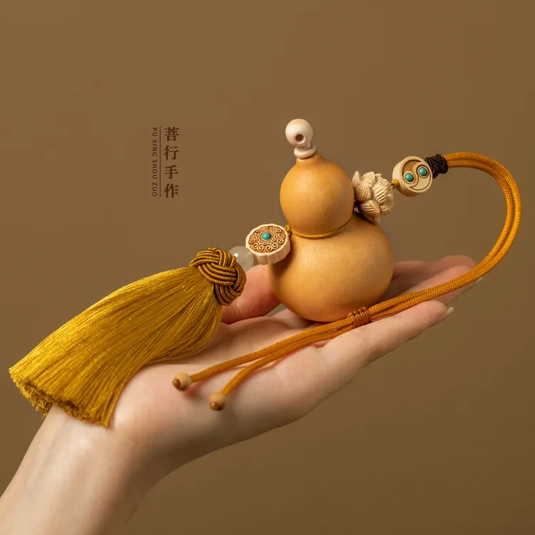 天然葫芦挂件福禄家门口大门客厅卧室玄关金色流苏莲花财源挂饰