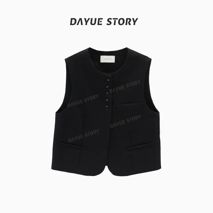 DAYUE【银河】 圆领单排扣短款西装马甲欧货洋气复古设计感小众马夹