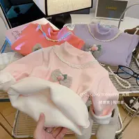 春秋季新款女童打底衫加绒加厚儿童内搭洋气保暖上衣女宝一体绒