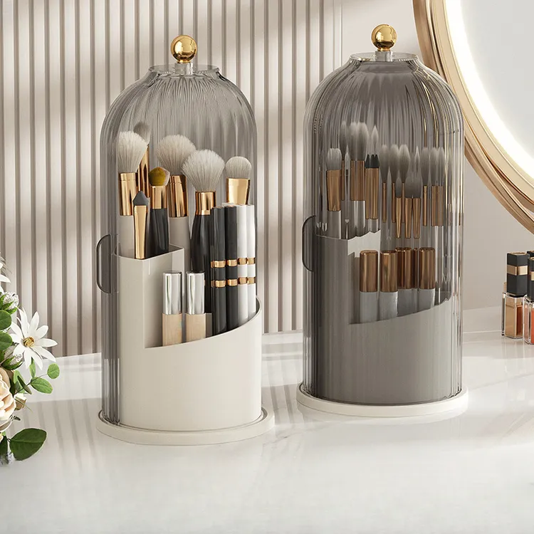 家用旋转化妆品收纳整理盒轻奢防尘卧室桌面梳妆台储物护肤置物架