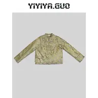 yiyiya.Guo艺艺/YIYIYA.GUO绿色立领提花盘扣外套WT0792