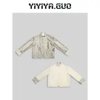 yiyiya.Guo艺艺吖/【春意】双面穿绿色圆领花朵长袖上衣2024429