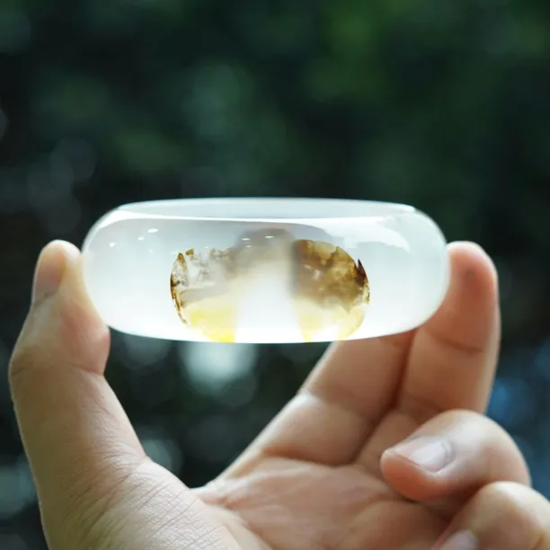 天然海洋玉髓玛瑙手镯《迁粉蝶》/圈口60/编号024