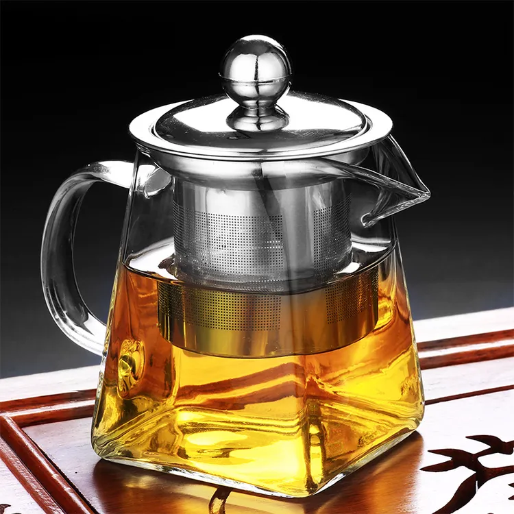 玻璃茶壶方形耐高温不锈钢过滤泡茶壶防爆家用煮茶壶套装可电陶炉