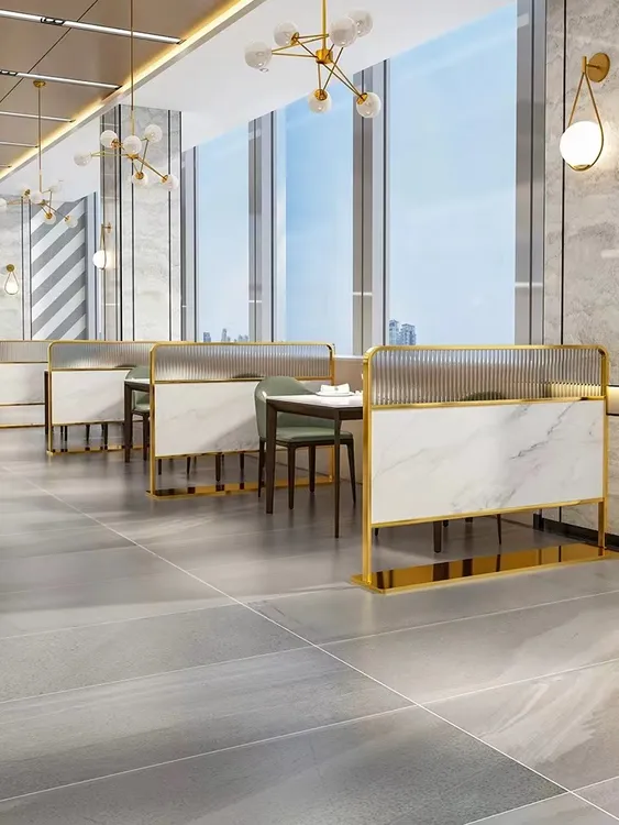 餐饮店卡座隔断不锈钢长虹玻璃矮墙落地可移动免砌墙铁艺隔墙围栏