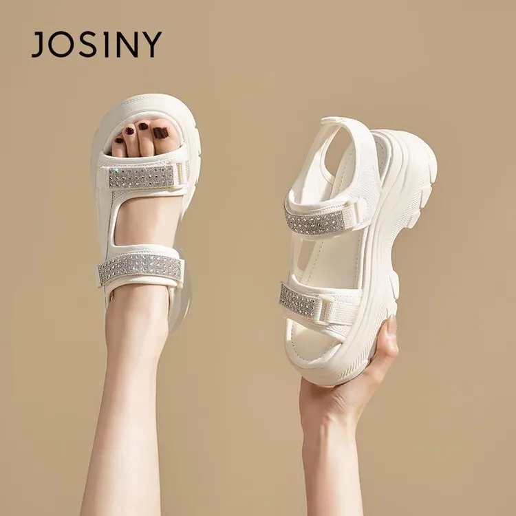 卓诗尼厚底沙滩凉鞋女2025新款夏季百搭休闲运动凉鞋松糕罗马女鞋