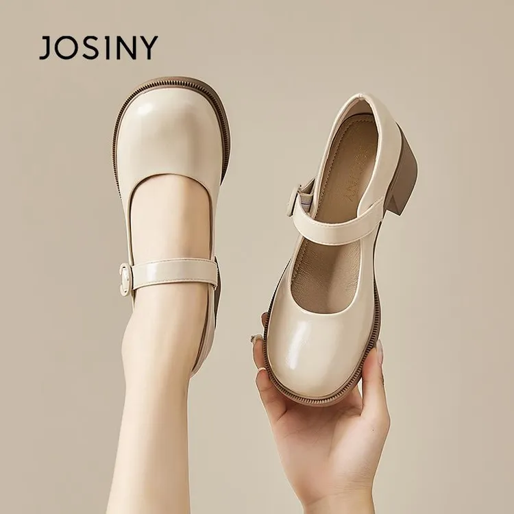 卓诗尼英伦风厚底小皮鞋女2025新款秋季百搭粗跟单鞋玛丽珍高跟鞋