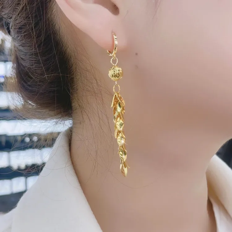 舒啸 铜合金耳饰 精致百搭时尚长款气质金色精美小众麦穗耳扣795