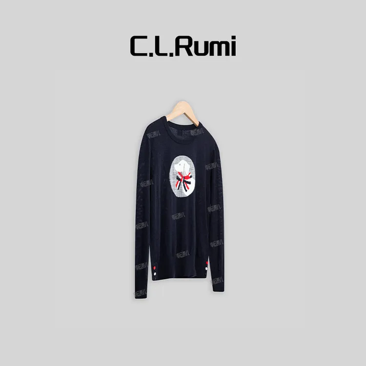  【Rumi时装】”约克夏“时尚圆领百搭显瘦针织羊毛刺绣上衣4935sy