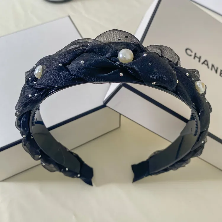 手工气质发箍百搭发饰编织宽边头箍复古简约网纱网红时尚黑色头饰