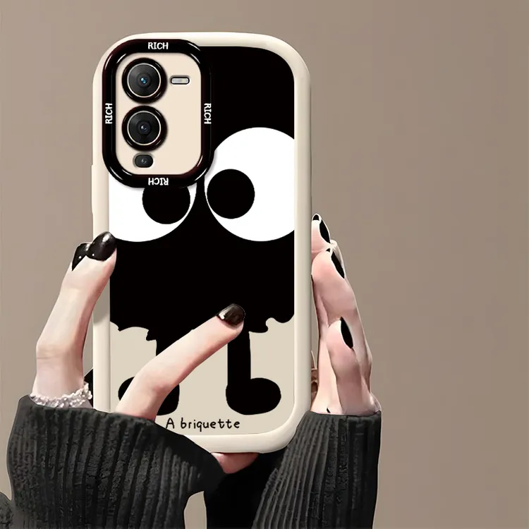 卡通小黑豆适用VIVOS15PRO手机壳防摔全包个性s15e软胶小众女