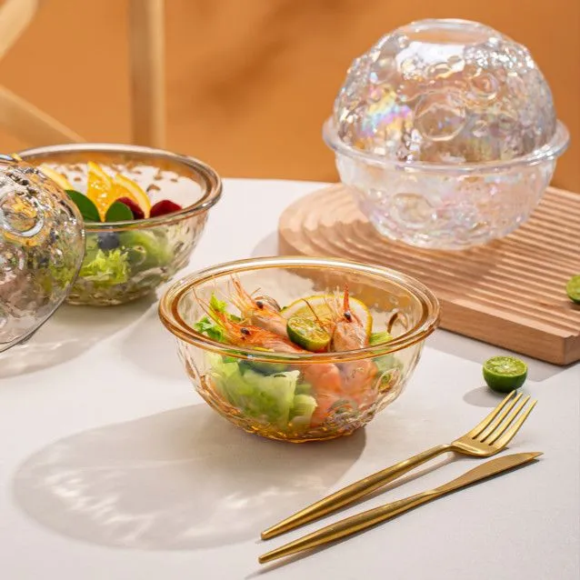 【2只装】透明玻璃泡面碗带盖沙拉碗耐热汤碗创意ins风星球碗大号