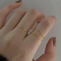 钛钢戒指 不掉色法式ins风多层戒指三层交织设计感食指戒JZ029