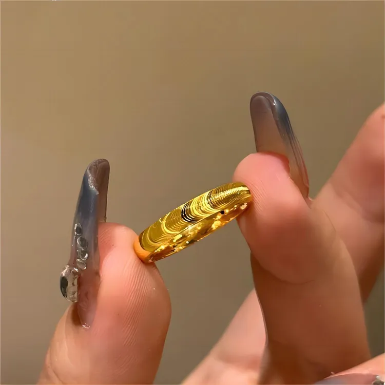 钛钢戒指 猫眼戒指素圈波纹指环时尚简约实心情侣对戒指环JZ062